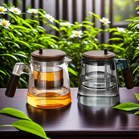 Ensemble thé et café en verre borosilicate de haute qualité, design moderne, infuseur interne tout en verre, séparation thé-eau, 600 ml avec poignée