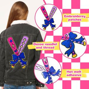 New Hot Iron on Embroidered Large Size Chenille Bow Tie <b>Baseball</b> <b>Bat</b> Patch for T-shirt Hoodies Hat Bag Decoration - Product Image 4
