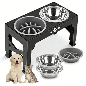 Gamelle surélevée réglable en hauteur en acier inoxydable pour animaux de compagnie, gamelle double anti-glouton avec protection du cou, support 4L, boîte solide pour chats et chiens - Product Image 5