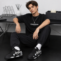 Baskets plateforme pour hommes en cuir PU, motif Graffiti Star Lightning, rehaussantes, décontractées, athlétiques, confortables et respirantes
