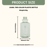 Bouteille en plastique PET de haute qualité de 350 ml de forme ronde de couleur rose et verte avec pulvérisateur à gâchette de couleur blanc mat pour le nettoyage