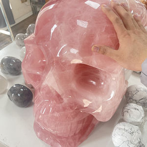 天然高品質クリスタルスカル卸売カスタムサイズビッグサイズラージローズクォーツスカル - Product Image 5