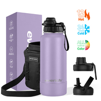 Bouteille d'eau isotherme en acier inoxydable à double paroi personnalisée, gourde de sport anti-fuite, thermos avec couvercle