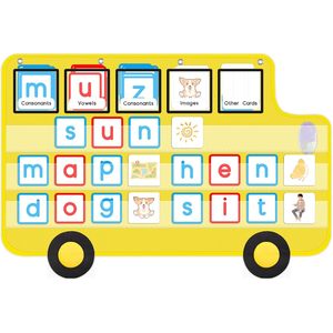 Tablero de bolsillo con forma de autobús escolar, 33 x 22, papel laminado duradero, tablero plegable para niños de 3 a 6 años, útiles escolares para el regreso a clases - Product Image 1
