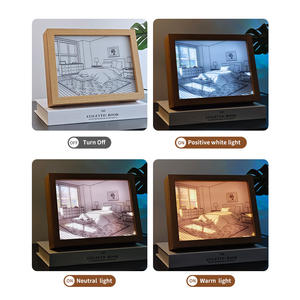 Nouveau <span class=keywords><strong>Pop</strong></span> décoration de la maison affichage de table LED cadre Photo lumineux trois couleurs éclairage peinture - Product Image 6