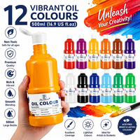 Panwenbo 16.9 Oz/500 ml Ensemble de peinture à l'huile non toxique en vrac Toile moyenne pour l'artisanat d'art à l'école ou à la maison