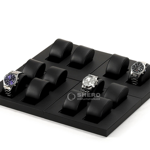 Bandeja de joyería de cuero pu negra clásica bandeja de almacenamiento de reloj mostradores y vitrinas - Product Image 2