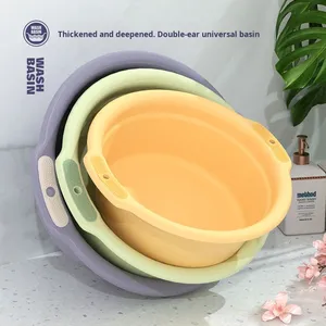 Bassin de lavage rond <span class=keywords><strong>en</strong></span> <span class=keywords><strong>plastique</strong></span> épaissi pour vêtements, grande capacité, usage domestique, pour étudiants <span class=keywords><strong>en</strong></span> résidence, bébés, nourrissons, lavage de légumes - Product Image 2
