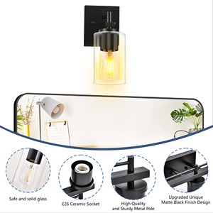 Luz <span class=keywords><strong>de</strong></span> espejo LED impermeable <span class=keywords><strong>de</strong></span> 1 luz, candelabro <span class=keywords><strong>de</strong></span> pared moderno <span class=keywords><strong>de</strong></span> cristal negro ajustable <span class=keywords><strong>para</strong></span> <span class=keywords><strong>baño</strong></span> y dormitorio - Product Image 2