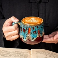 Tasse à café personnalisable en céramique rétro de luxe léger, pour couple, idéale pour l'export.