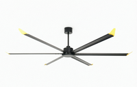 Ventilateur de plafond à moteur DC de 144 pouces (12 pieds) à 6 pales, télécommande, sans lumière, 6 vitesses, pour usage industriel en entrepôt, design moderne