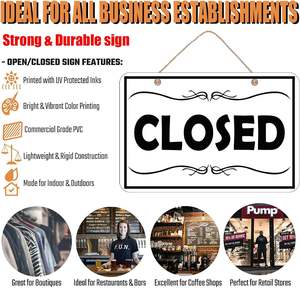 Direktverkauf ab Werk Beidseitig Verwendbares Umkehrbares 'Kommt Hinüber, Wir Sind Geöffnet und Leider Sind Wir Geschlossen' Schild Geschäftsschild für Außenbereich - Product Image 3