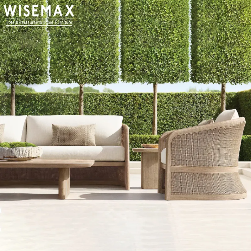 WISEMAX mobilya avrupa tarzı açık kesit kanepe veranda mobilya bahçe veranda kanepe yastık ve yuvarlak sehpa