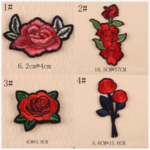 China Embroidery Manufacturer Custom Embroidered Red Flower Rose Patch - Product Image 2