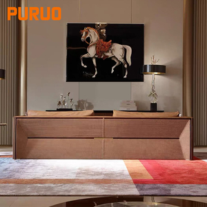Sofá Seccional Moderno Minimalista para Sala de Estar, de Cuero y Tela con Forma Especial Italiana, de Lujo, para Vestíbulo, Modelo Horizon, Marca Puruo - Product Image 4