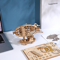 Rompecabezas 3D de Madera al por Mayor, Dirigible Steampunk, Modelo de Buque Aéreo de Fantasía para Ensamblar