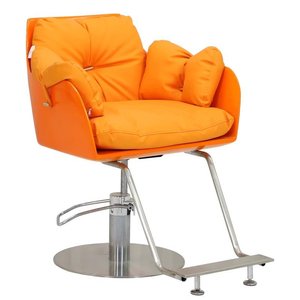 Poltrona da Barbiere di Lusso Reclinabile in Pelle Arancione con Pompa Idraulica per Piccoli Saloni, Parrucchieri e Styling Femminile - Product Image 4