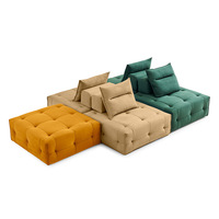 GREEN NATURE Bestseller transfrontalier Canapé italien monoplace monobloc en éponge pure, avec revêtement en chanvre et structure en acier inoxydable