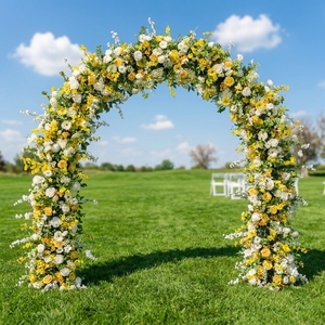 AT37 Nuovo Sfondo Floreale Artificiale Giallo per Eleganti Matrimoni, Feste di Compleanno, Eventi e Decorazioni Fotografiche - Product Image 1