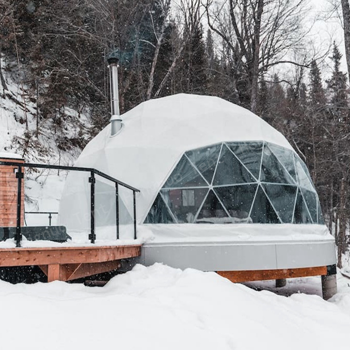 Beş yıldızlı açık Igloo Glamping ev kış Dome otel çadır jeodezik Domo satılık