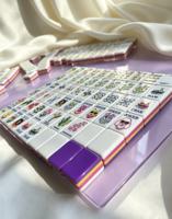 Jeu de Mahjong Américain de Luxe Moderne Violet Citron, 160 Tuiles, Acrylique Gravé 4 Couches, Personnalisé OEM pour Poker et Mahjong