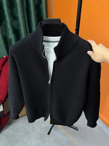 Cárdigan de <span class=keywords><strong>Hombre</strong></span> de Alta Calidad al por Mayor de Fábrica, con Doble Cremallera, Color Sólido, Clásico - Product Image 3