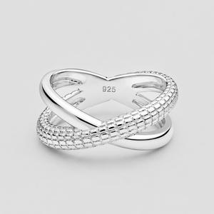 925 Sterling <b>Silver</b> <b>Ring</b> - Crisscross Crossover Band with Woven Texture - Product Image 3