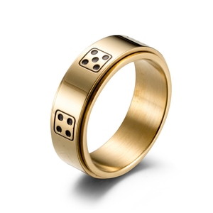 New Designs <strong>Man</strong> Black Stainless Steel Enamel Dice Logo <strong>Spinner</strong> <strong>Rings</strong> - Product Image 2