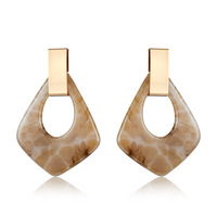 Boucles d'oreilles en résine ovale marbrée, design simple, en provenance de Chine, collection 2026, très tendance
