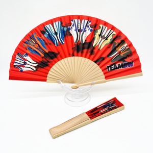Mùa Hè Tùy Chỉnh Nhiều Màu Hand Fans Abanicos Trang Trí <span class=keywords><strong>Flower</strong></span> Fans Vải Giấy Gỗ Folding Fans - Product Image 4