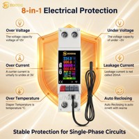 Protector Inteligente de Sobretensión y Baja Tensión con WiFi Tuya para Riel DIN de 63A, con Monitoreo de Fuga de Corriente y Temperatura