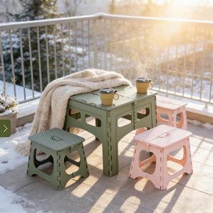 Lightweight Folding Table and Stool Set for Outdoor Activities, Easy to <strong>Transport</strong>, Perfect for Camping, Hiking, and Beach Days - Product Image 3
