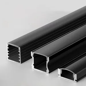 Profilé LED noir 2M avec Extrusion de diffuseur laiteux, canal LED en aluminium, lumière linéaire mince en forme de u personnalisée, offre spéciale