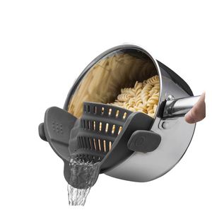 Égouttoir pliable en silicone pratique à large ouverture pour pâtes, fruits et légumes, en forme de panier, à fixer sur le rebord de la casserole pour la cuisine domestique - Product Image 2