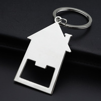 Porte-clés décapsuleur miniature en forme de maison, gravure laser personnalisée, cadeau promotionnel, vente en gros