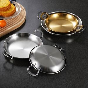 Custom Logo 304 Stainless Steel Serving <strong>Trays</strong>/Plates - Gold Double-Handle for Snack, <strong>Candy</strong>, Fruit, Fried Chicken &amp; BBQ - Product Image 3