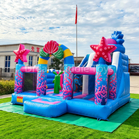 Château gonflable à thème océanique avec toboggan et piscine pour enfants, combo de jeux gonflables avec toboggan