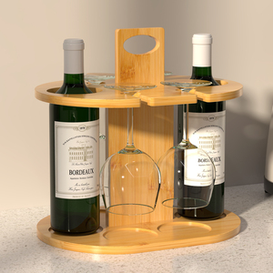 Soporte de copas de vino de mesa de pie alto de bambú sólido Almacenamiento y exhibición de vino tinto para ocasiones de cocina o fiesta - Product Image 3
