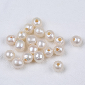 Perlas Cultivadas de Agua Dulce Blancas de 8-9 mm al por Mayor, Forma de Patata, Agujeros Ampliados, para Joyería DIY con Cuentas Sueltas Naturales Estilo Zhuji - Product Image 1