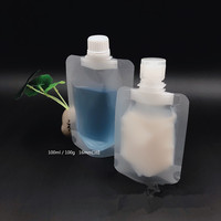 Emballage à bec verseur de petite taille 50 ml en plastique transparent avec bouchon à clapet – Sachet à bec verseur