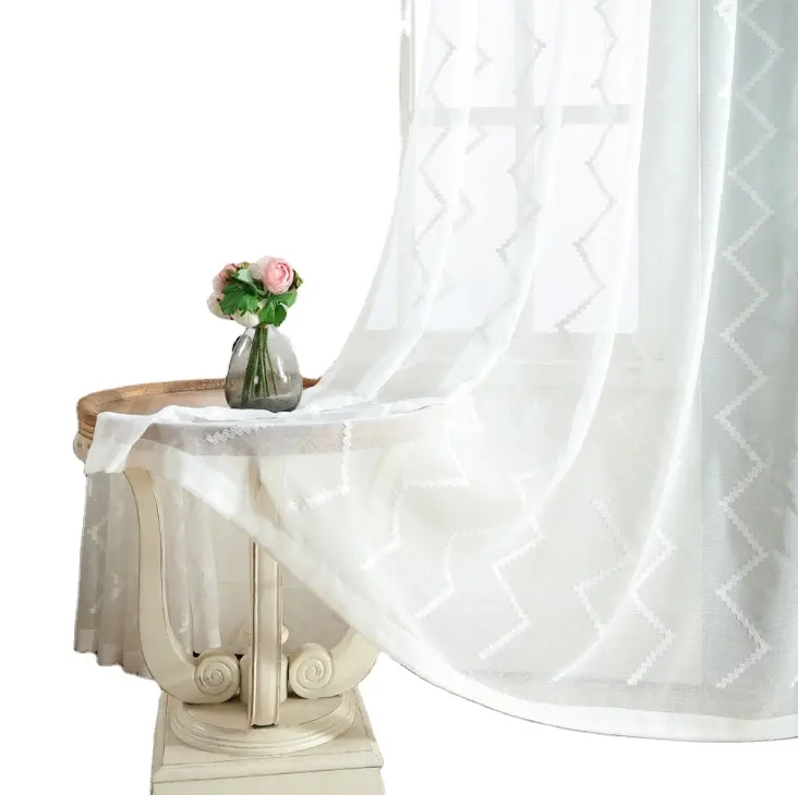 Foreign Trade Models Flat Embroidery Modern Simple and Light Embroidered Cross-border Window Screens Embroidery Curtain