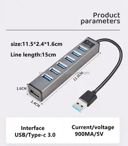 고속 알루미늄 USB 7 포트 3.0 스위치 유형-PC 노트북 Mac 용 C 허브