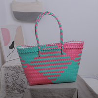 Panier de rangement pour fruits en PVC écologique, fait main, tressé avec poignée, pour la cuisine et les fêtes