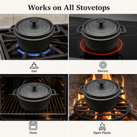 Cocotte en fonte avec couvercle, sans émail, en fonte brute, pour soupes, sans revêtement, pour cuisinières à gaz et à induction, ustensile de cuisine
