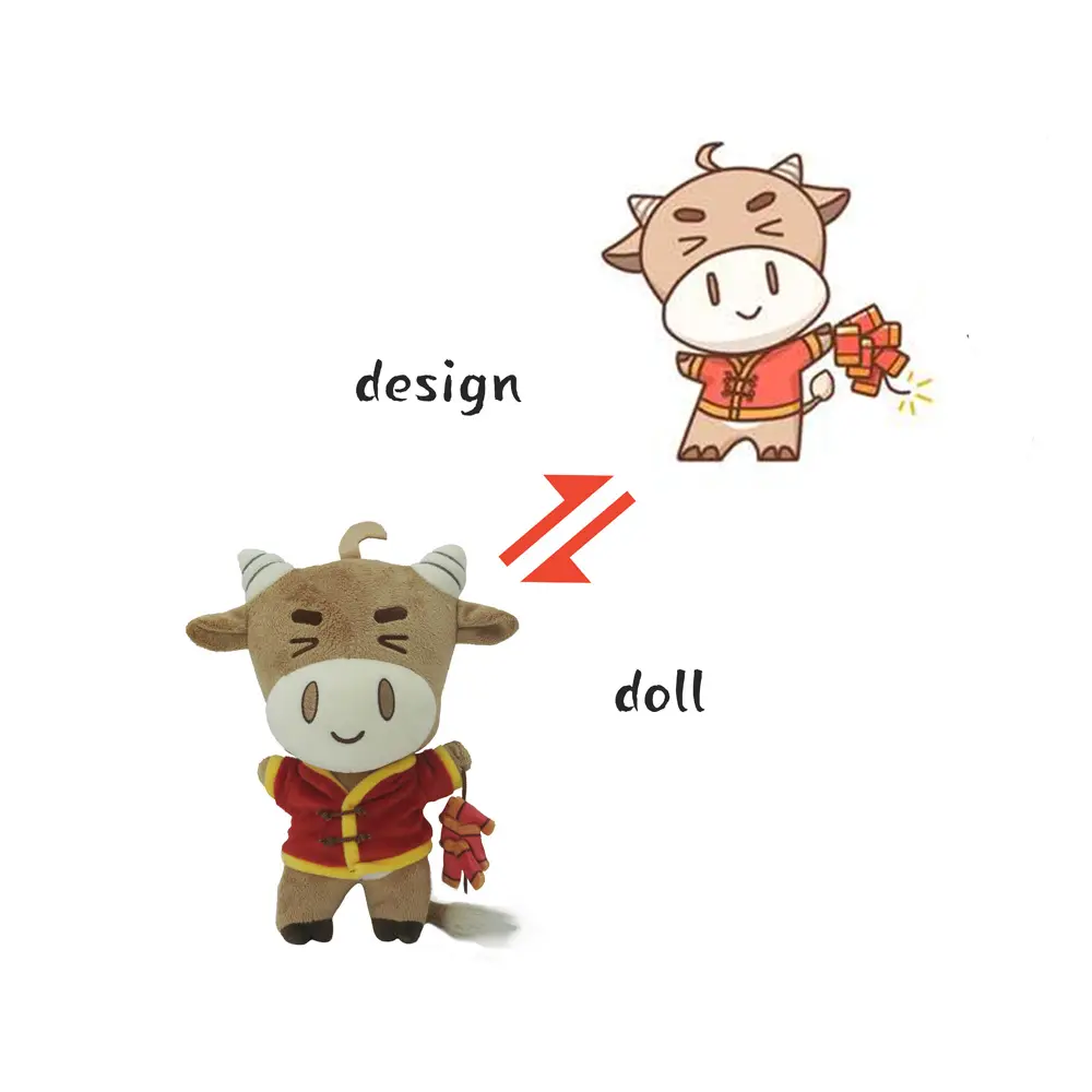 Изготовленные На Заказ высококачественные игрушки-талисманы в китайском стиле быка мягкие плюшевые животные