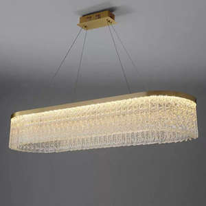 Suspension de luxe en acier inoxydable Salle à manger Lustre rectangulaire en cristal or k9 - Product Image 5