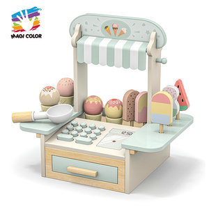 Ensemble de jeu d'imitation de boutique de crème glacée en <span class=keywords><strong>bois</strong></span> avec <span class=keywords><strong>caisse</strong></span> enregistreuse fonctionnelle, modèles de crème glacée réalistes et outils de service W10A312 - Product Image 2
