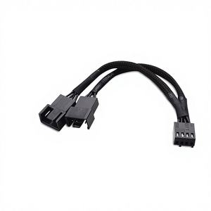 أسود صافي سترة Sleeved1 إلى 2 اللوحة 4 دبوس موليكس حالة CPU 4 دبوس PWM مروحة التبريد الخائن محور الطاقة كابل محول - Product Image 1