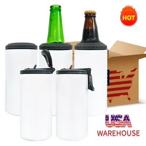USA Warehouse sublimation Can Cooler 4 in 1 12oz cooler water bottle combo standard can cooler for White Sublimation Transfer