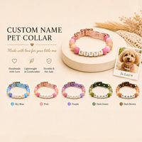 Collier pour chien personnalisé avec perles, en silicone souple et cuir PU, réglable, fait main, confortable, élégant, plusieurs couleurs